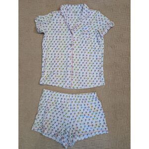Roller Rabbit Stoney Clover Pajama Set Women Large Palm Dreams Pima Cotton